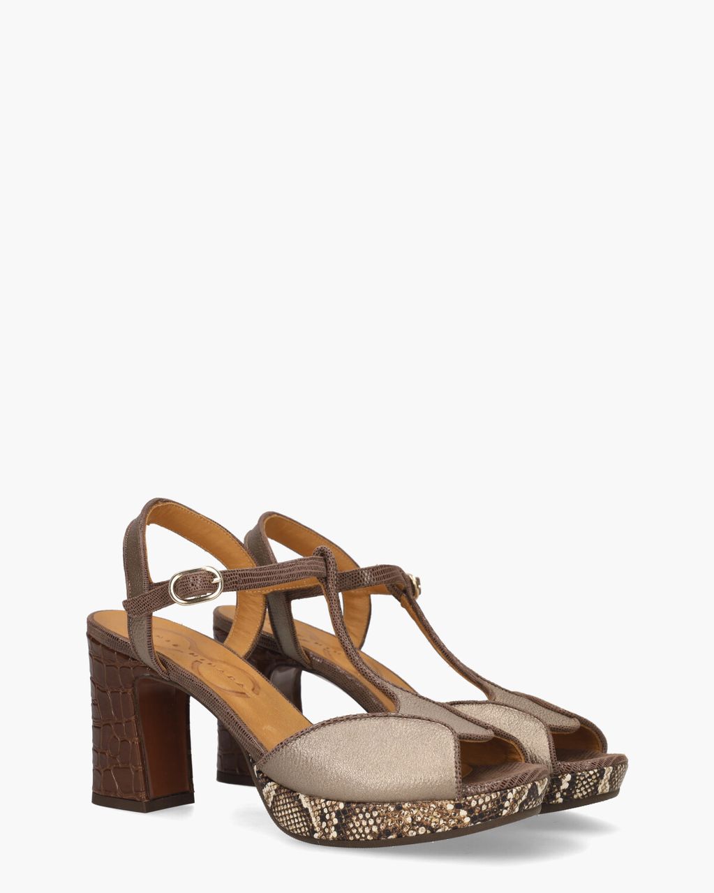 Chie Mihara Keduni Taupe/Donkerbruin Damessandalen