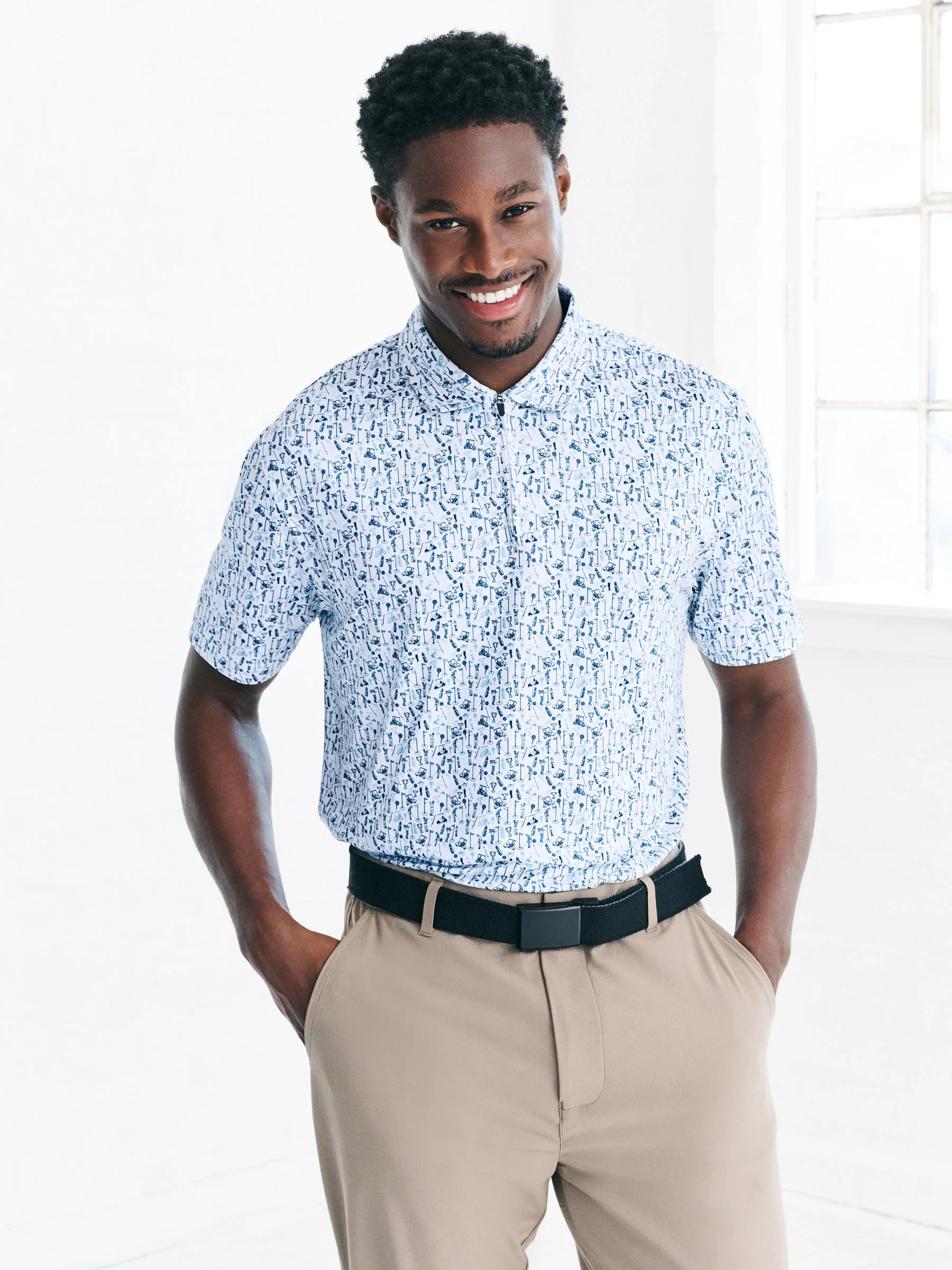 Wit - Active Geometric Print Golf Polo Shirt