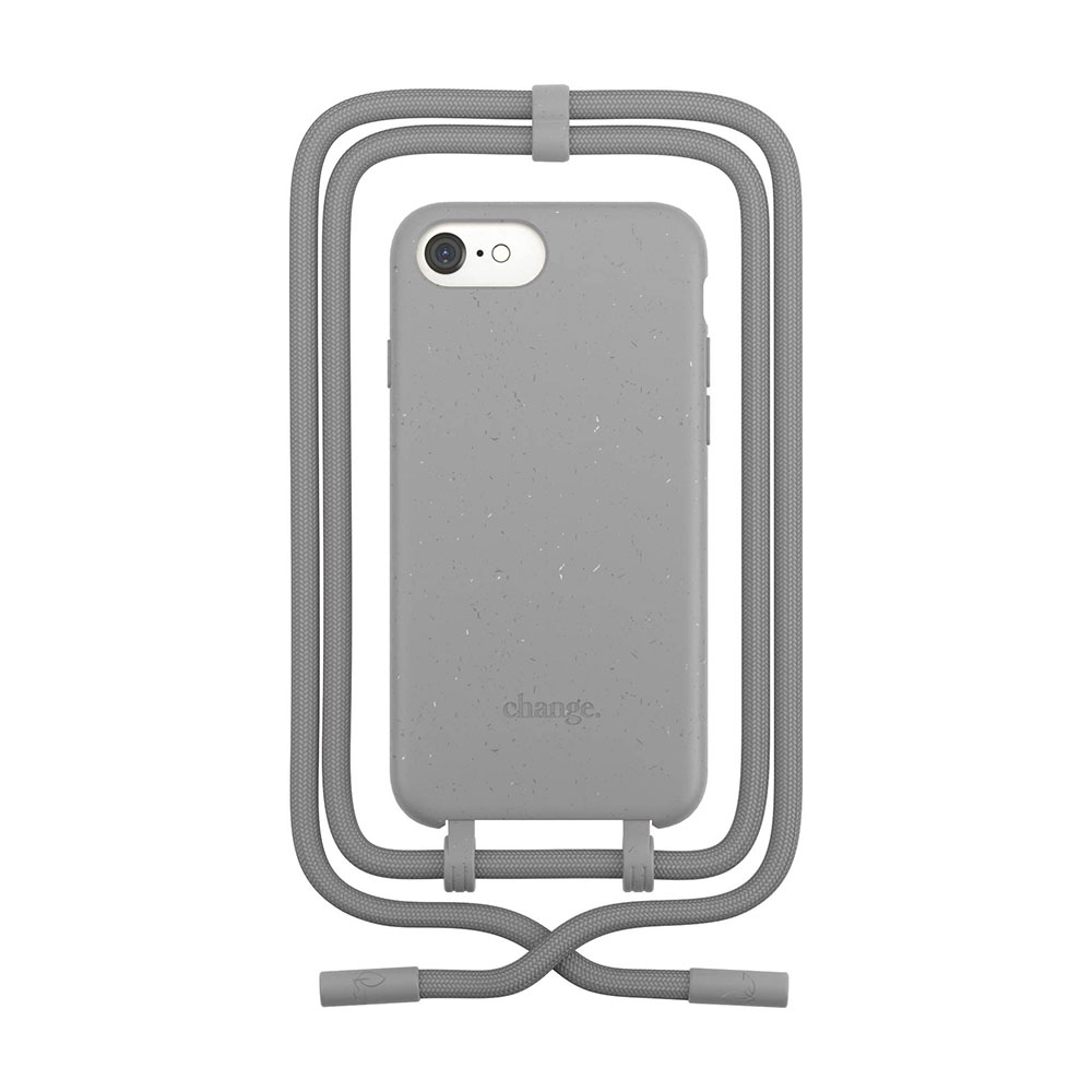 iPhone SE (2022/2020) / 8 / 7 / 6S Necklace ChangeCase Antimikrobielle Hülle Vegan Abbaubar   Abnehmbare Handykette CHA002 - Cool Grey