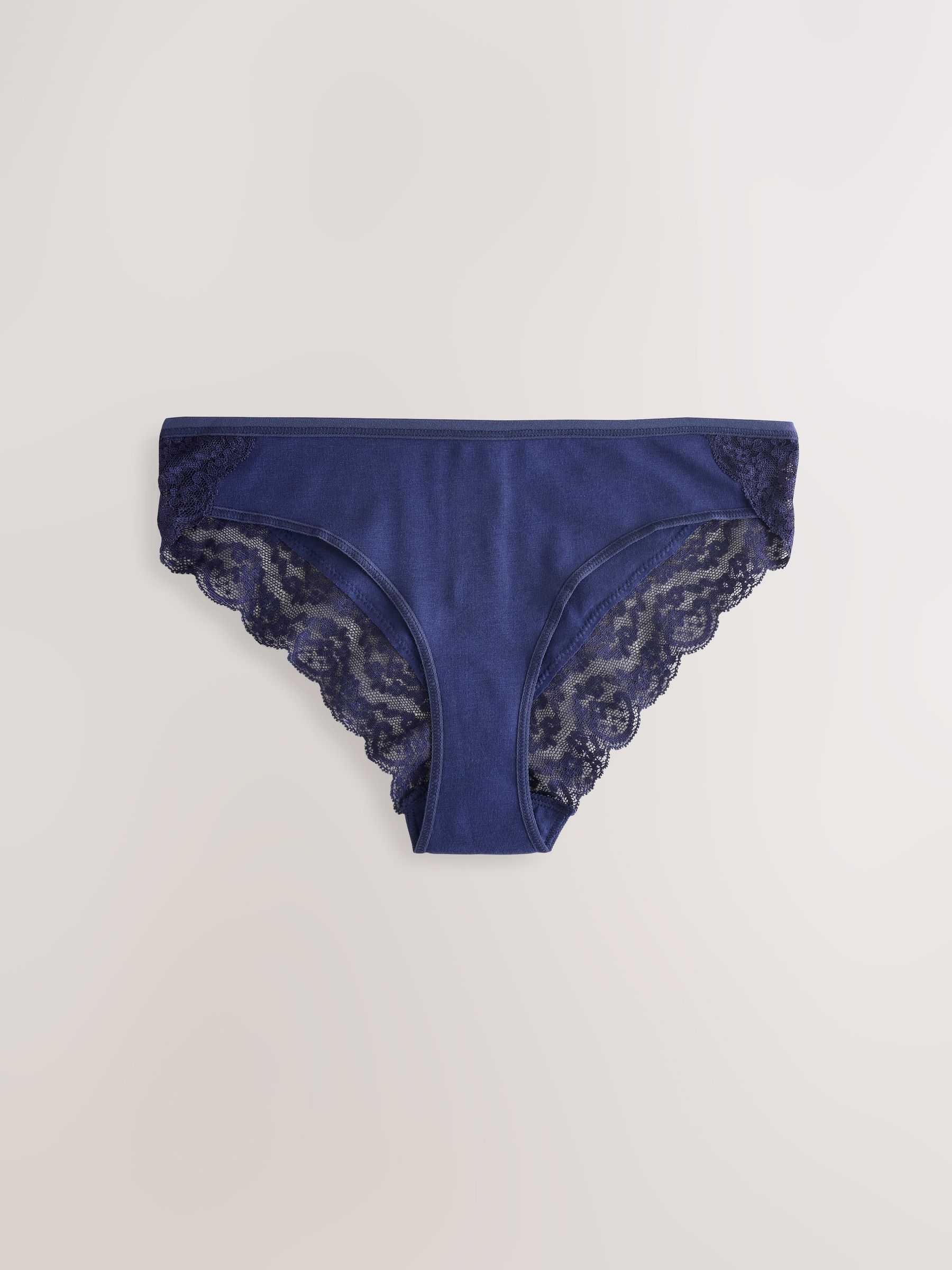 Blauw fijne bloemenprint - Katoenen kanten slipjes 4 stuks