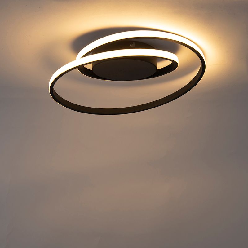 Design plafonnière zwart incl. LED 3-staps dimbaar - Krula