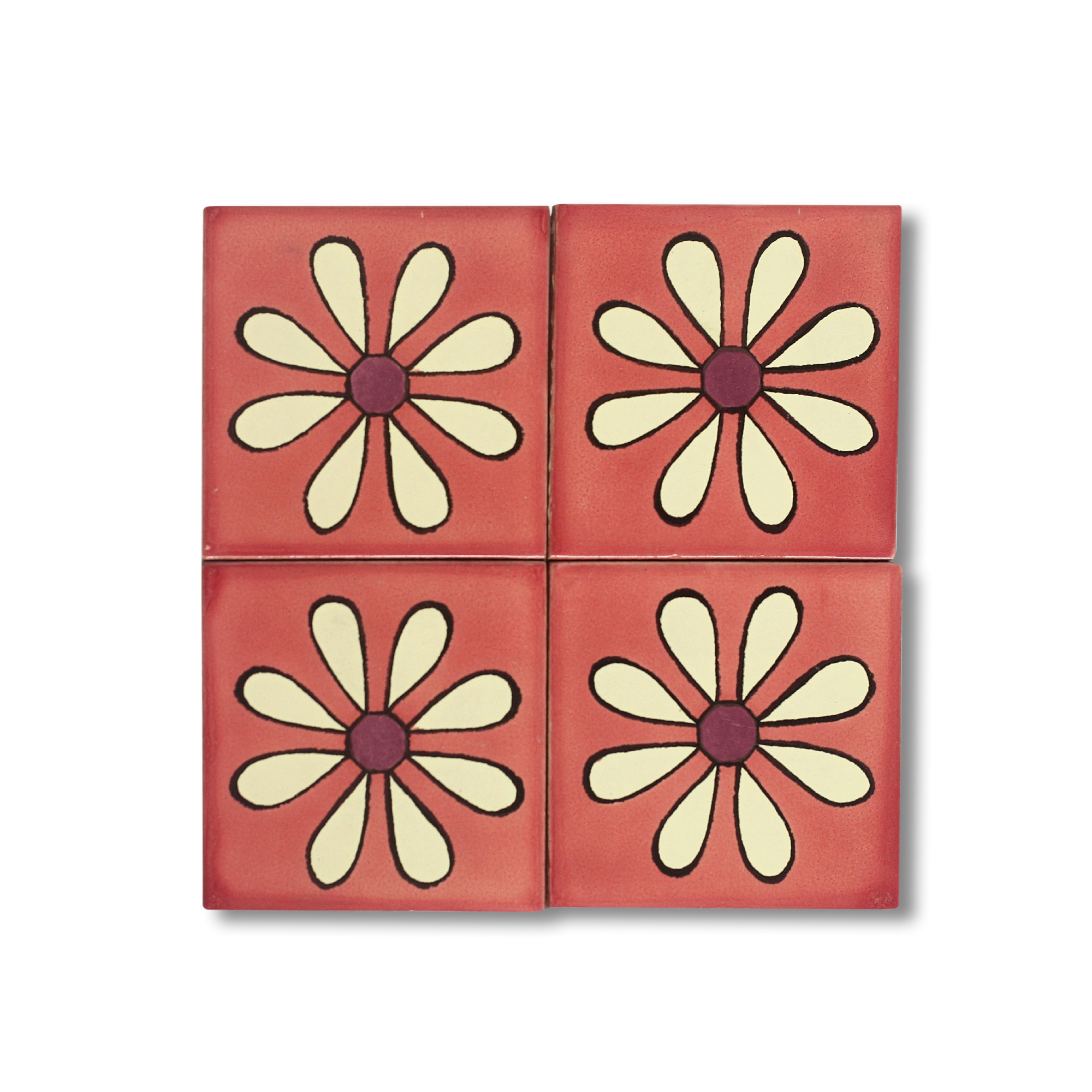Kachel 'Margerita', rot, T 10 cm, B 10 cm, H 0,5 cm von fischer's lagerhaus