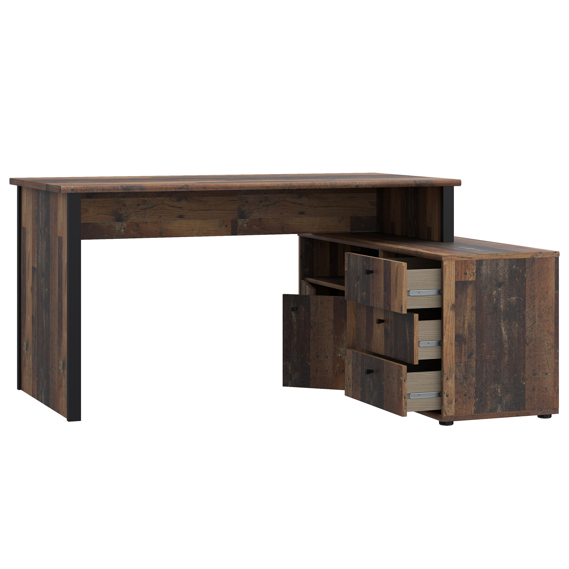 Schreibtisch - Old Wood Vintage - schwarz - 121x151 cm