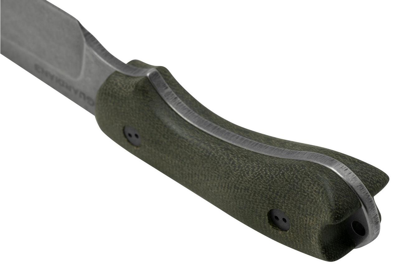 Bradford Knives Guardian 3, 3S-102-MC, 3D OD Green Micarta, CPM-Magnacut, Sabre Grind, Stonewash Finish, vaststaand mes