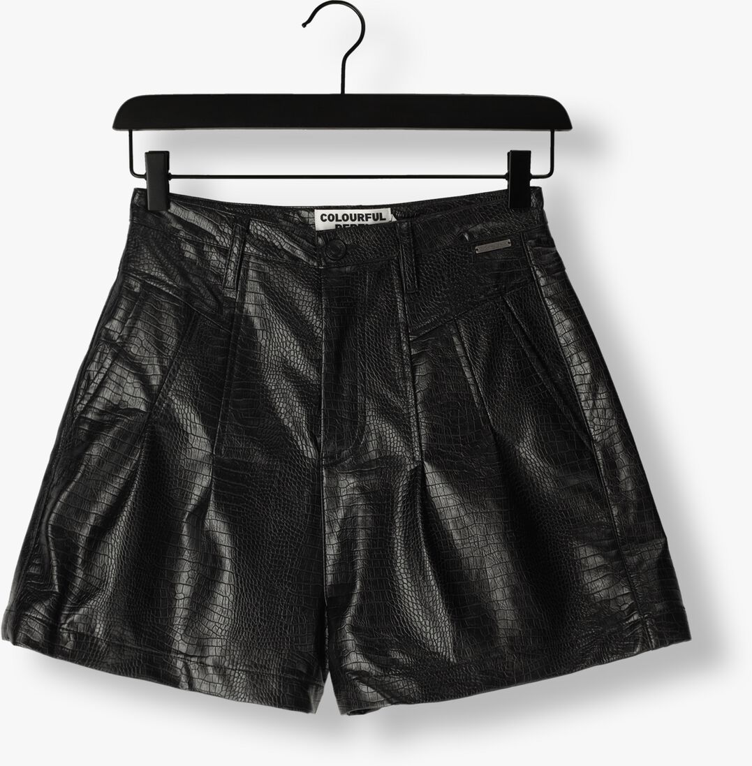 COLOURFUL REBEL zwarte colourful rebel shorts linde croco vegan leather short
