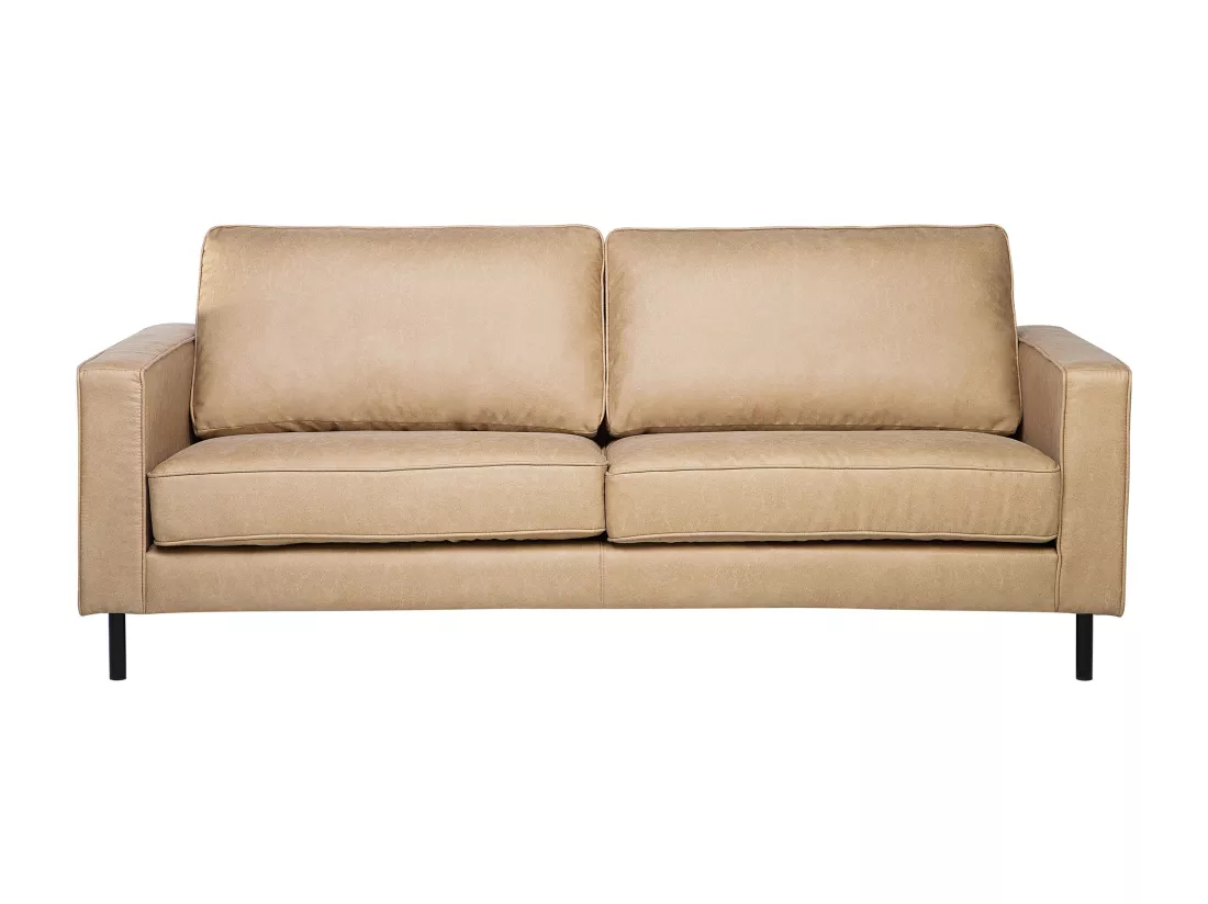 Ensemble canapé et fauteuil en cuir PU beige 4 places SAVALEN