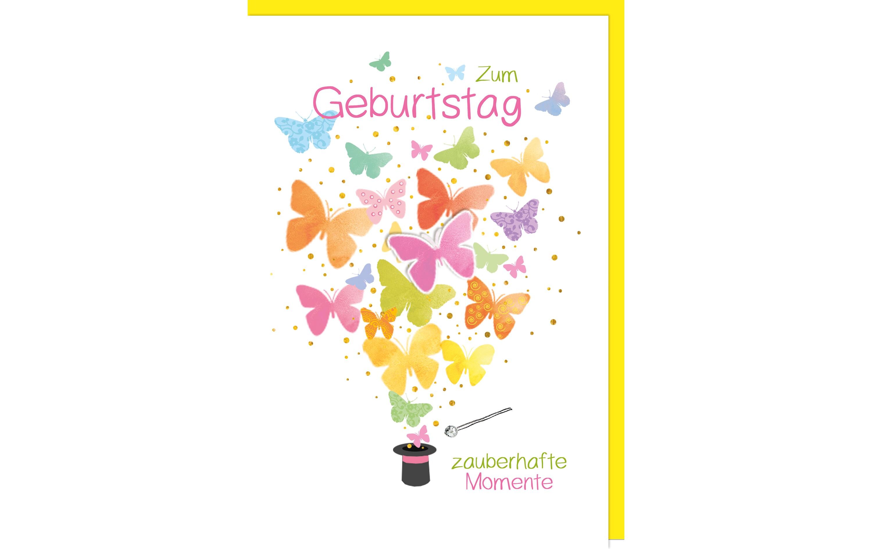 Geburtstagskarte mit Schmetterlingsmotiv 11.5 x 17 cmGlückwunschkarte zum Geburtstag