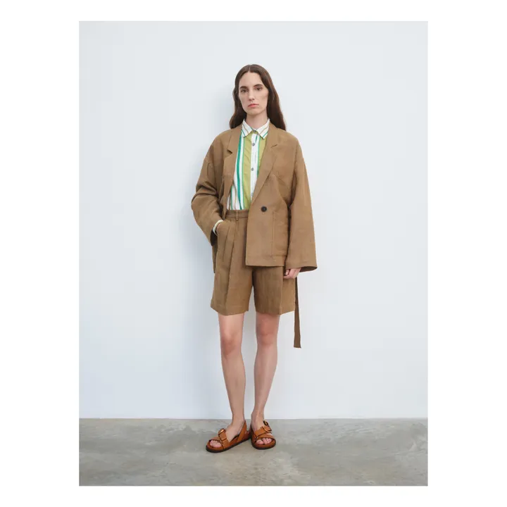 Pomandère Bermuda Lin et Coton | Taupe