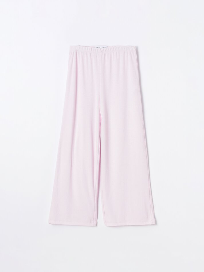 Calça de pijama canelada - Rosa
