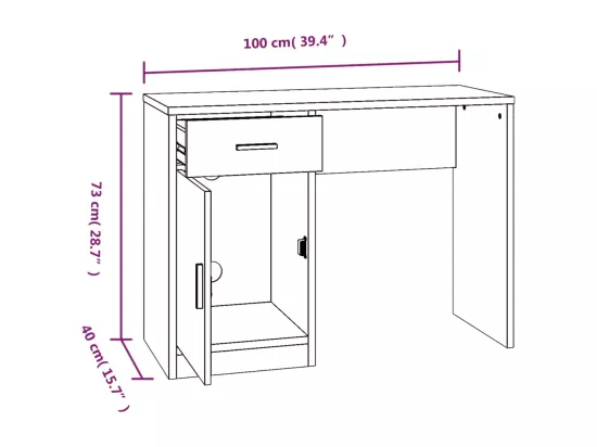 Bureau avec tiroir et armoire Chêne fumé 100x40x73 cm