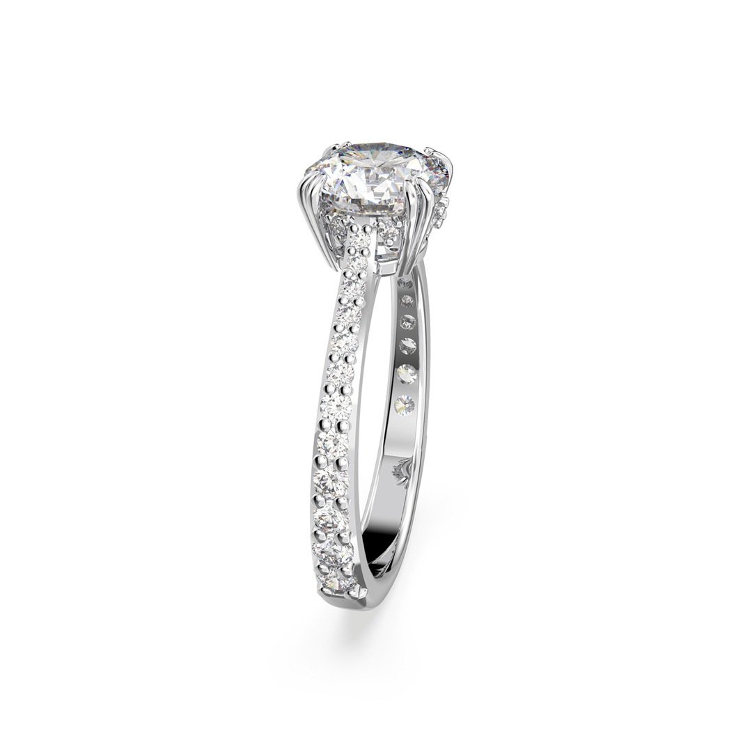 Swarovski Constella Cocktailring Princess-Schliff, Pavé, Weiß, Rhodiniert