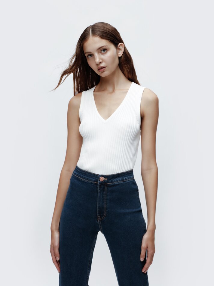 Calça jeans boca de sino comprida - Índigo