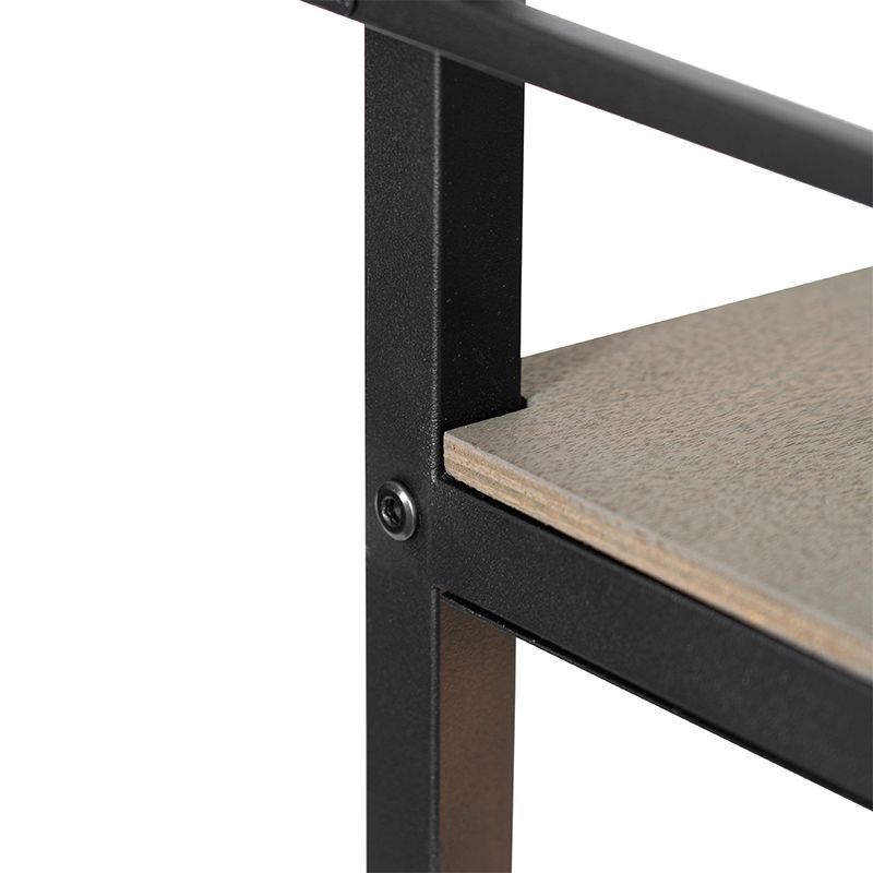 Industriële vloerlamp zwart met hout - Cage Rack