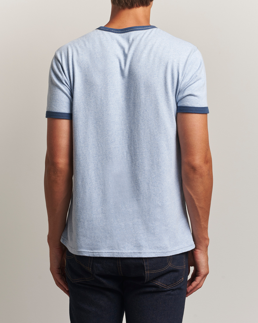 RRL Stencil Ringer T-Shirt Light Blue Heather