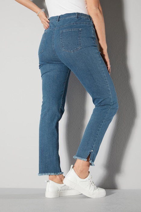 Jeans, Slim Fit, Fransensaum mit Schlitz, 5-Pocket