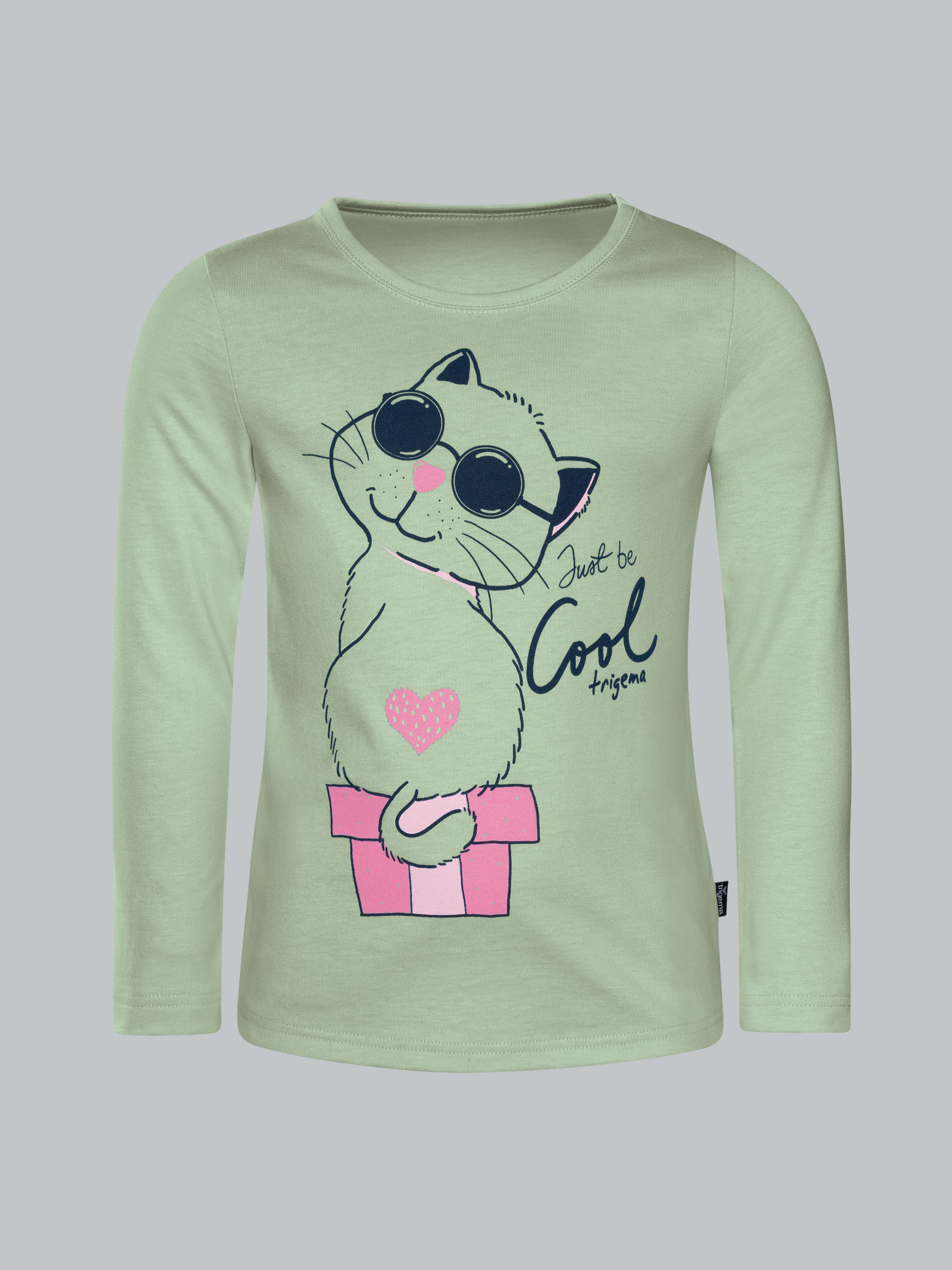 Langarmshirt mit Katzen-Motiv Green tea