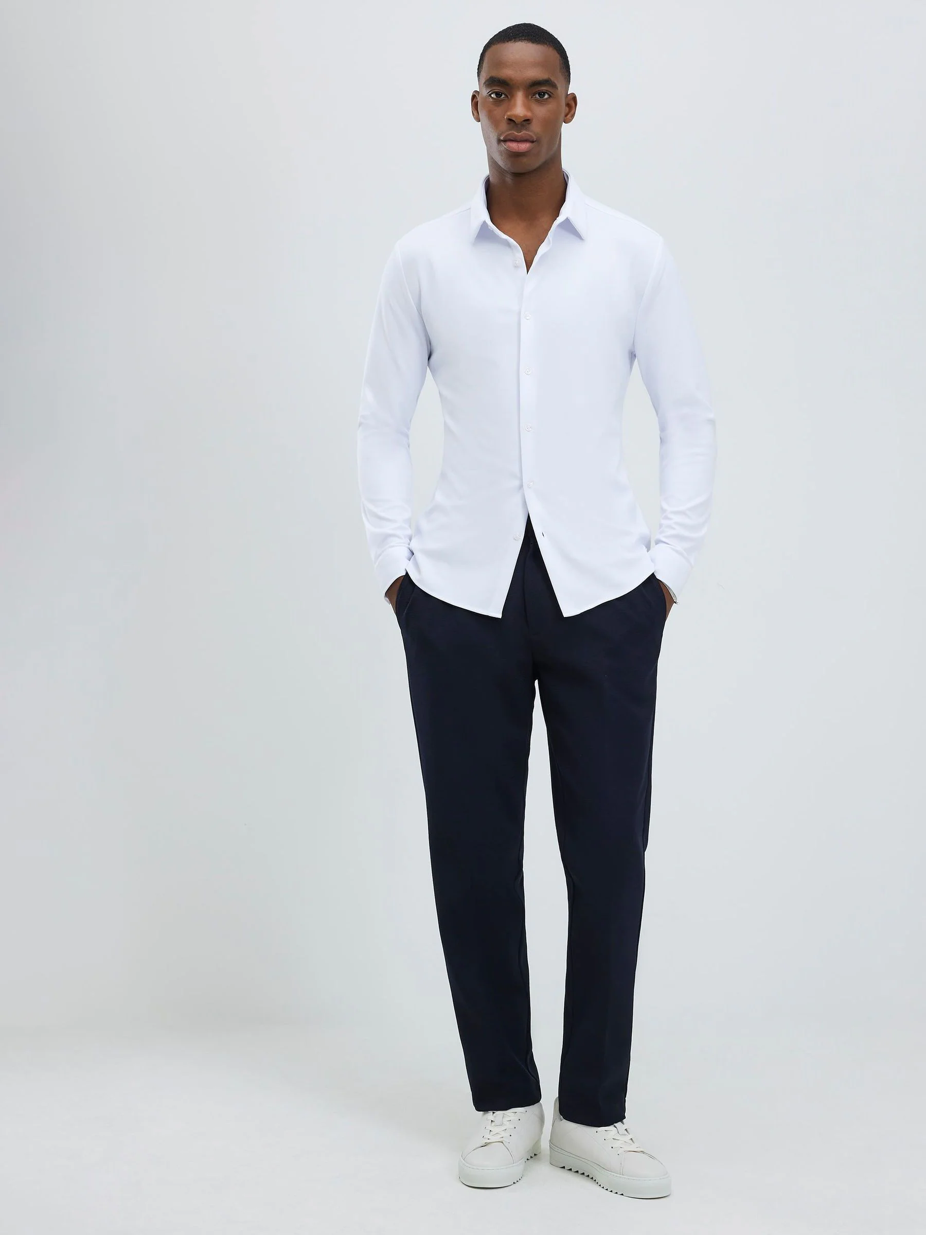 Wit - River Island Muscle Fit Pique Shirt