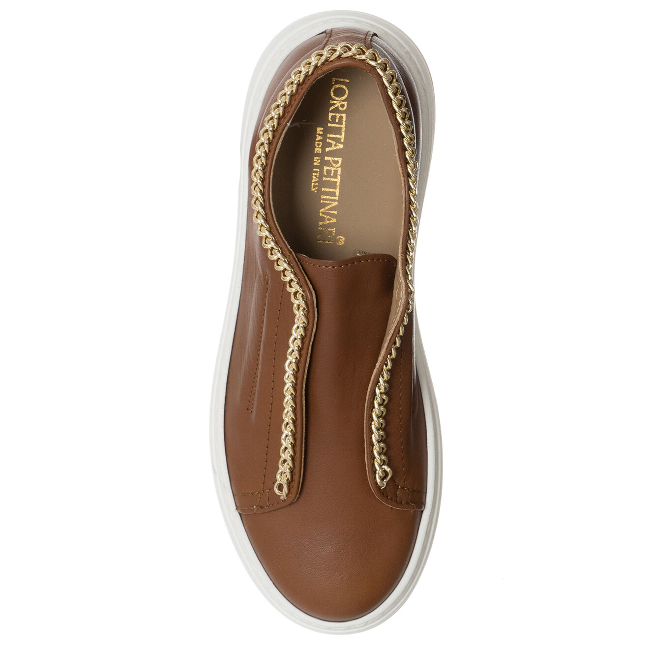 Loretta Pettinari Sneakers en Cuir Naplak marron/doré