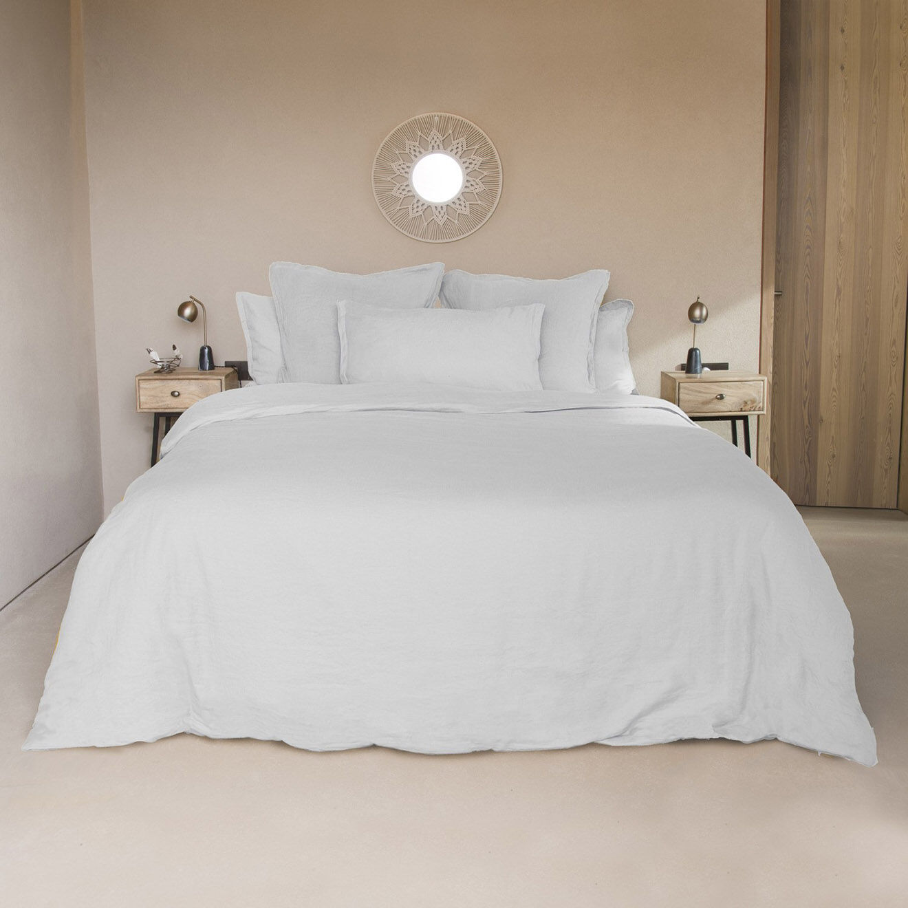 Febronie Housse de couette 100% Lin  Hortense blanche