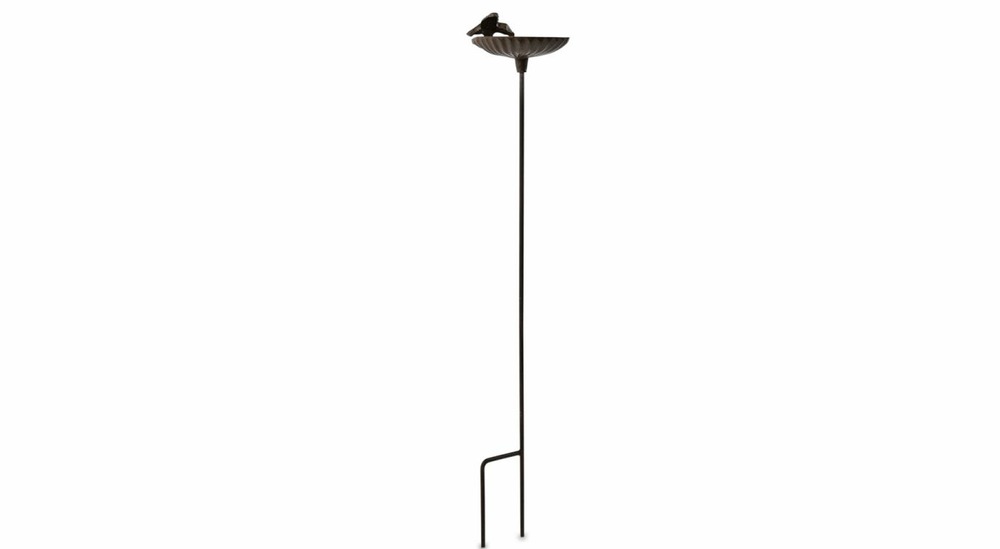 Abreuvoir oiseau sur pied fonte fonte marron 15.5x14x78cm