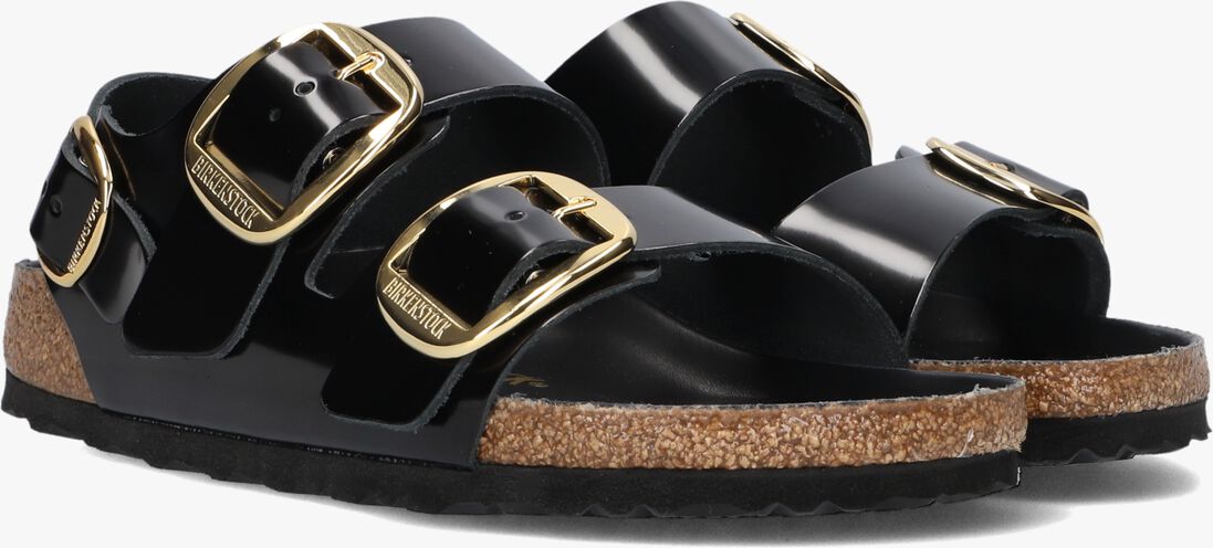 BIRKENSTOCK zwarte birkenstock slippers milano big buckle dames