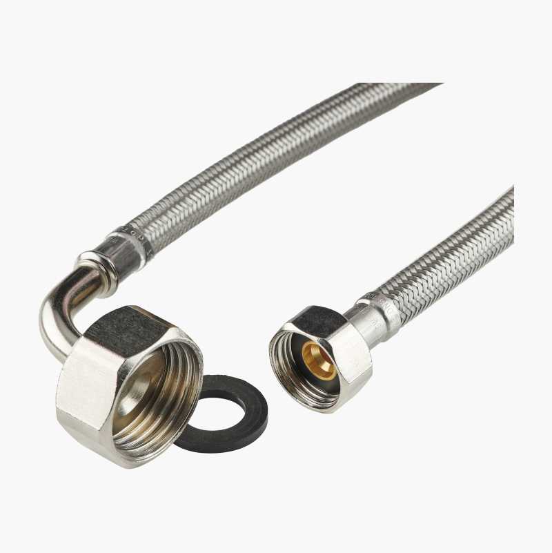 Tilkoblingsslange, rustfritt stål, rett 1/2