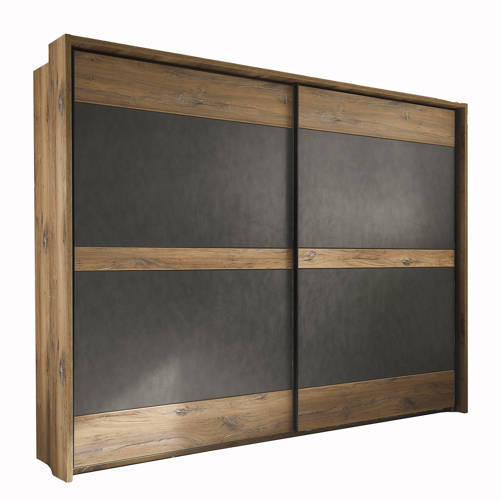 Schwebetürenschrank - Flagstaff Eiche dunkel - Matera- 270 cm
