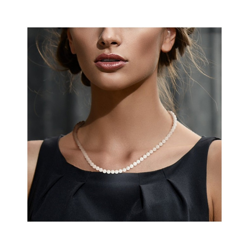 Collier ras du cou Femme Perles de culture d'eau douce Blanches AA 6-7 mm et Fermoir Or jaune 750/1000
