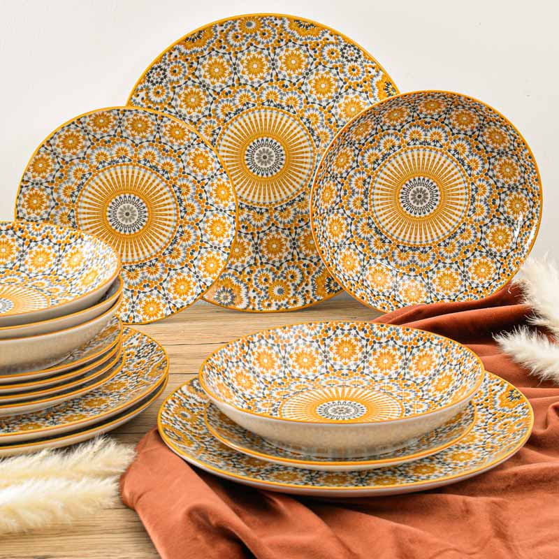 Set de 18 pièces 'Safia' orange et gris