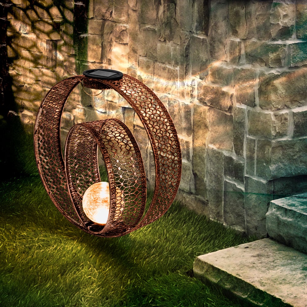 LED Solarleuchte, Erdspieß, Crackle-Glas, rost, H 42 cm
