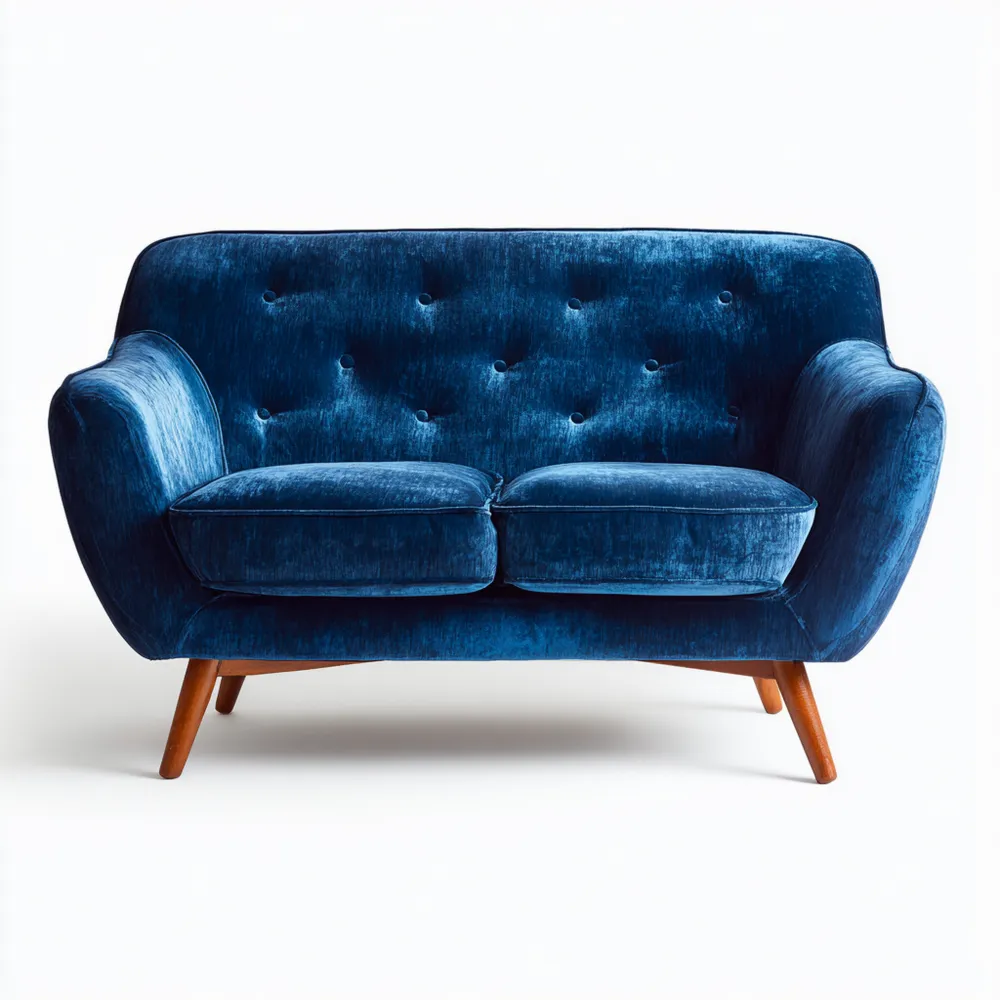 2-Sitzer-Sofa Samt 150x85x75 cm - Blau - Skandinavisches Design