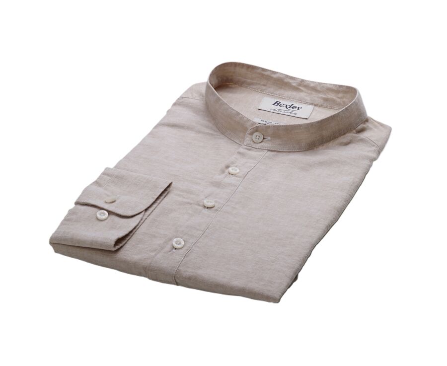 Chemise tunique coton lin Chambray Beige - VALBERT