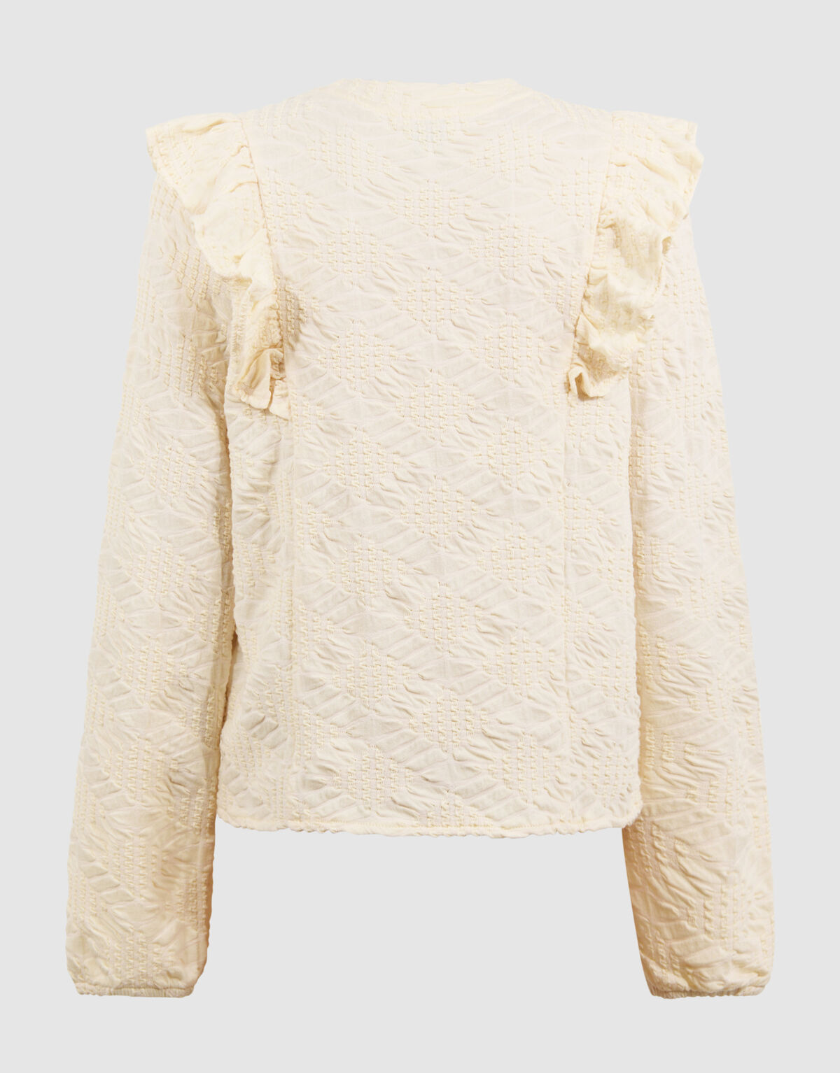 Ruffle Longsleeve Top Gebroken Wit