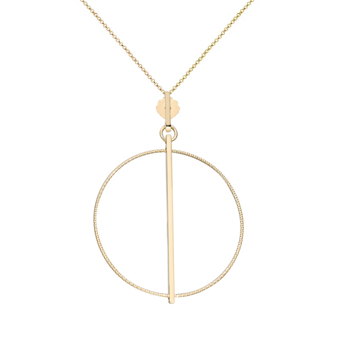 Collier Argent Doré Cercle Diamanté Et Lisse