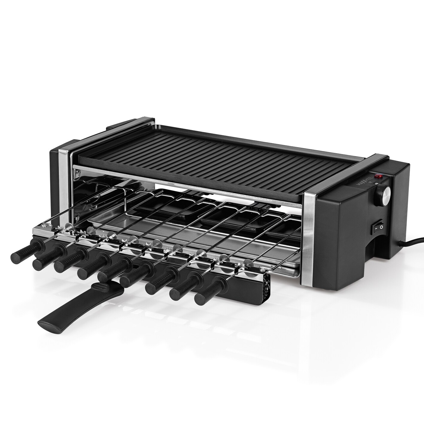 MAXXMEE Multi-Raclette-Grill 3in1 1200W Edelstahl/schwarz mit Drehfunktion