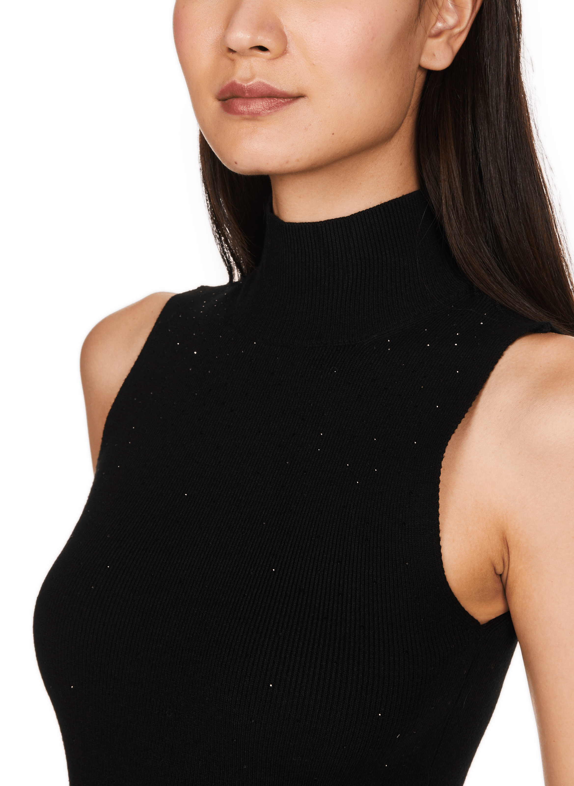 UMBER - Pull droit sans manches à strass | Noir