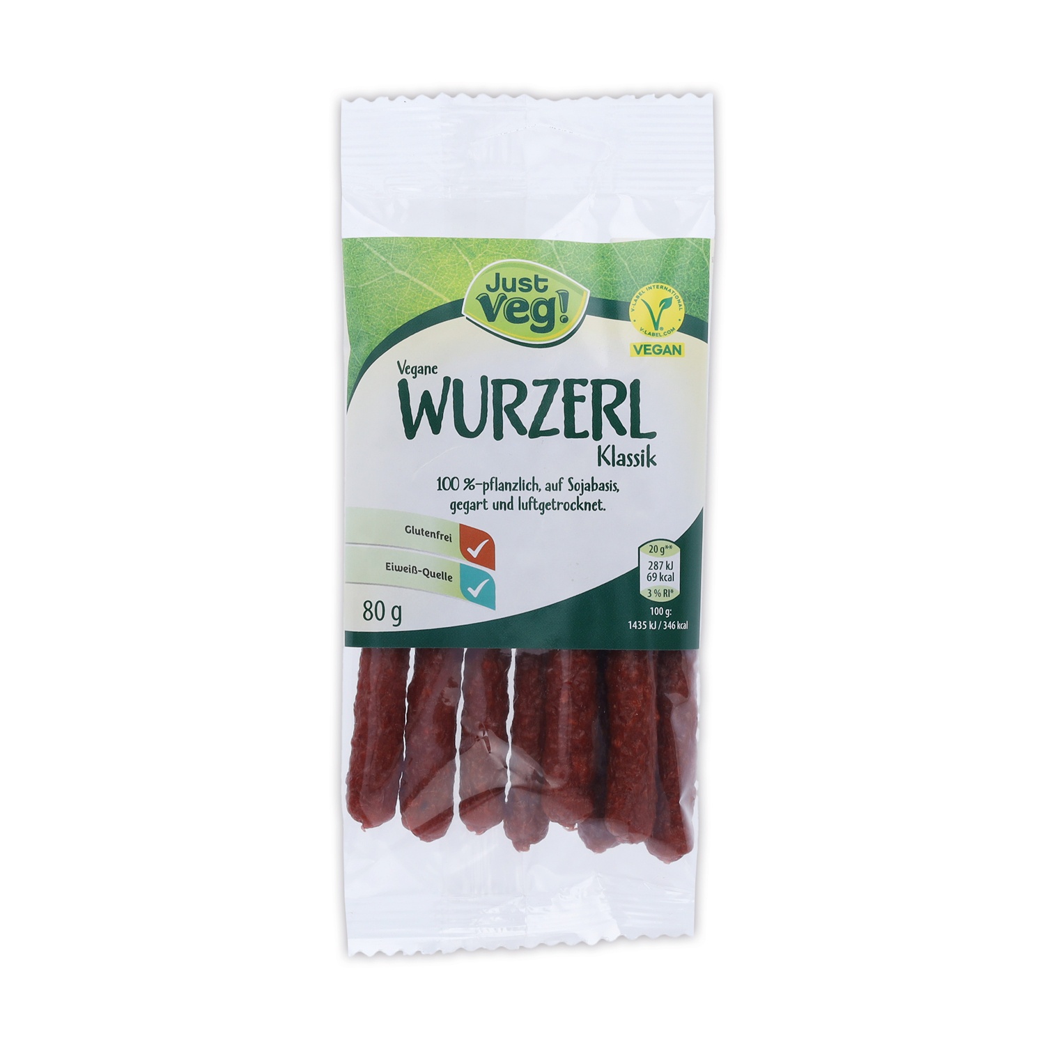JUST VEG! Vegane Kaminwurzerl, Klassik 80 g