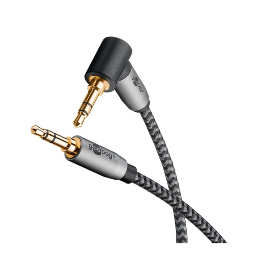 (3m) 3.5mm Klinke Audio Stecker Stereo AUX Kabel mit 90° Grad Winkel und vergoldeten Kontakten (65282) - Sharkskin Grey