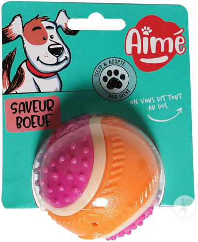 Aimé Jouet Résistant Balle Chien 5-En-1 Saveur Bœuf 6cm 1 Pièce