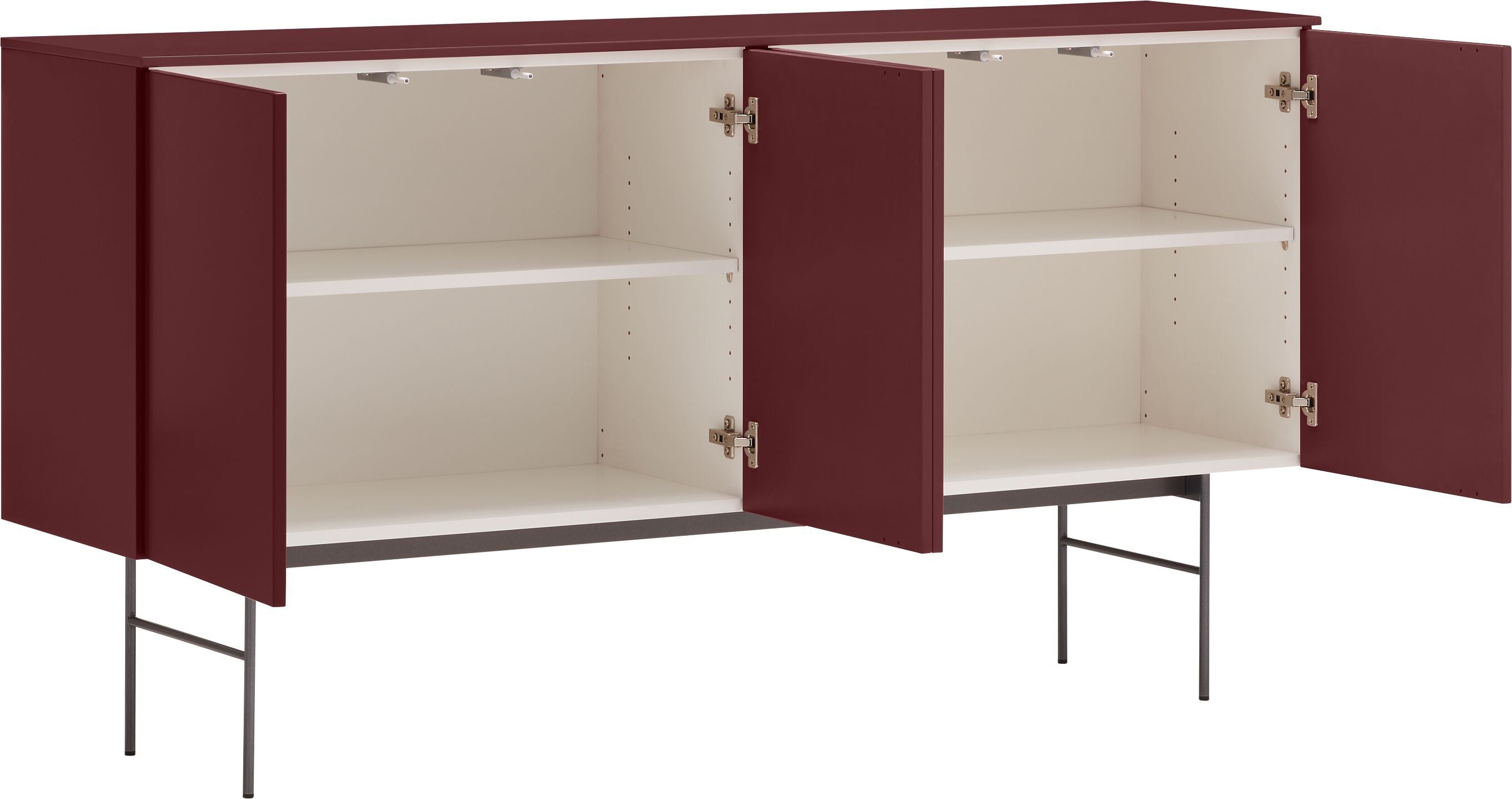 TILL Sideboard - Dunkelrot / B: 168.0 cm x T: 41.0 cm x H: 88.8 cm