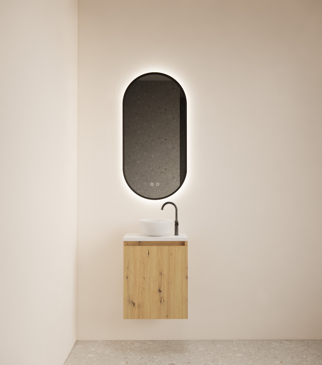 Gliss Design Echo toiletmeubel 40cm evoke eiken met toppaneel wit mat