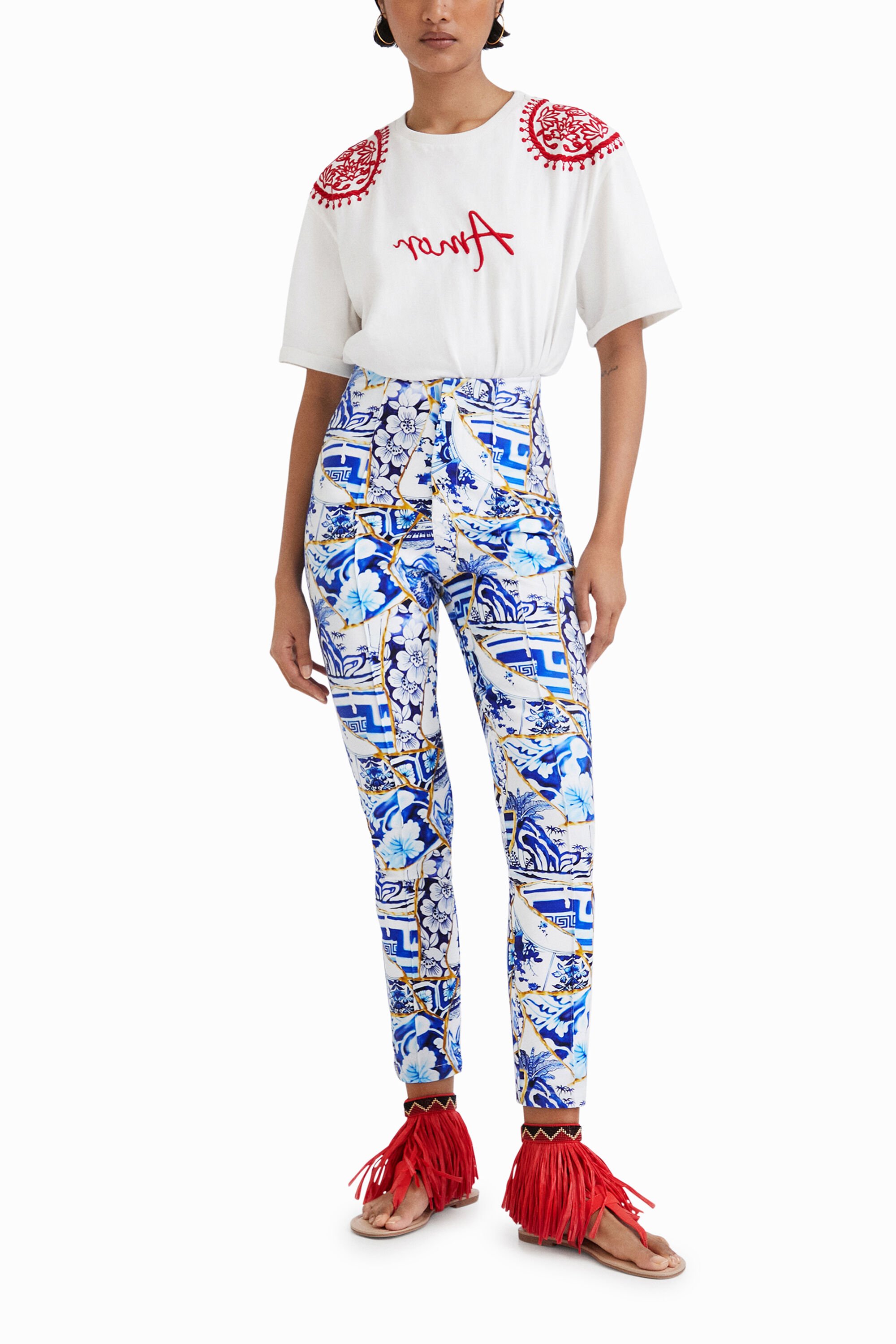 Pantalon slim imprimé Stella Jean