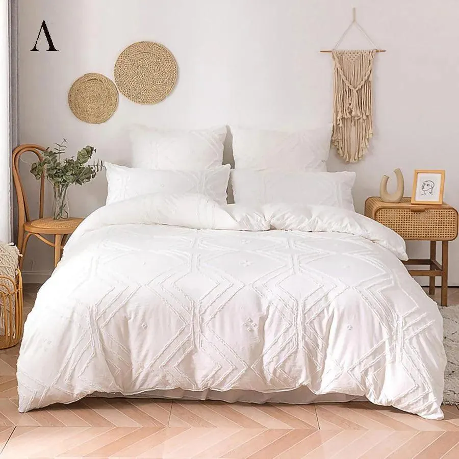 Simple White Luxury Pinch Pleat Bedding Set | High Quality Quilt Bed Duvet cover Pillow case