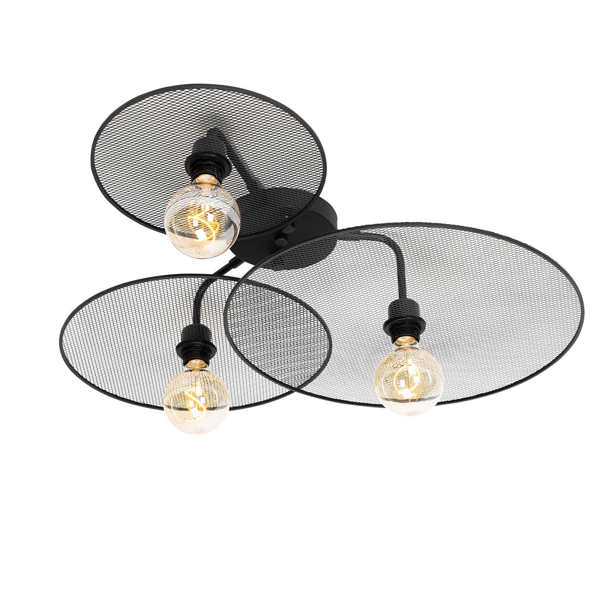 Design plafondlamp zwart met mesh 3-lichts - Jane