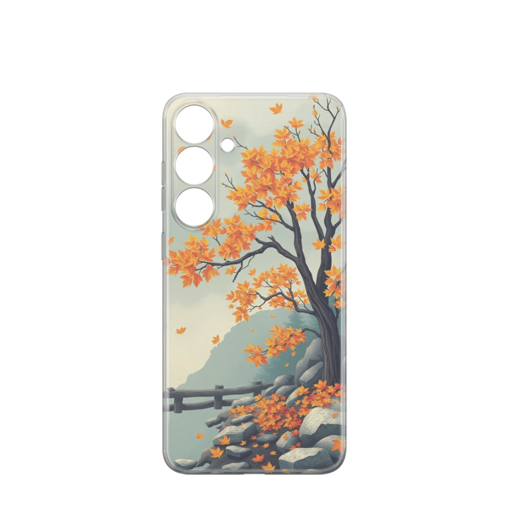 Samsung Galaxy S24 Plus Gummi Hülle Herbstliche Felsen - Orange