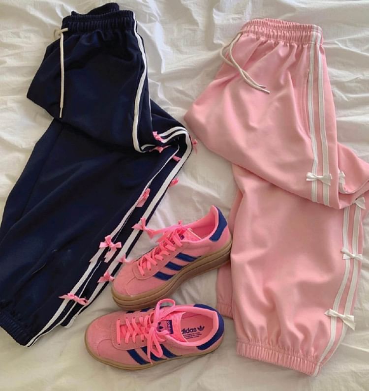 PINPI - Gestreepte baggy joggingbroek met trekkoord en strik