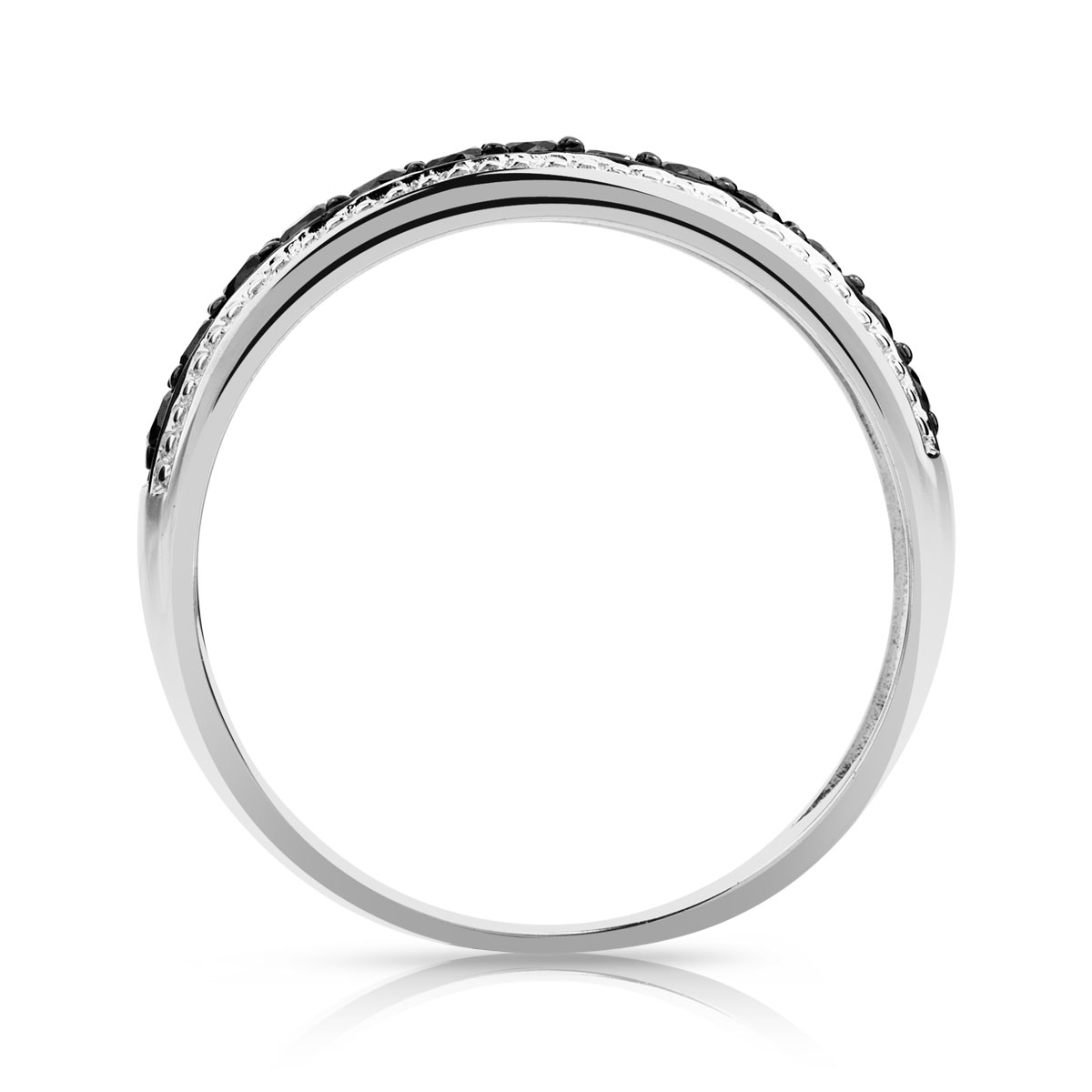Bague or 750 blanc diamants noirs