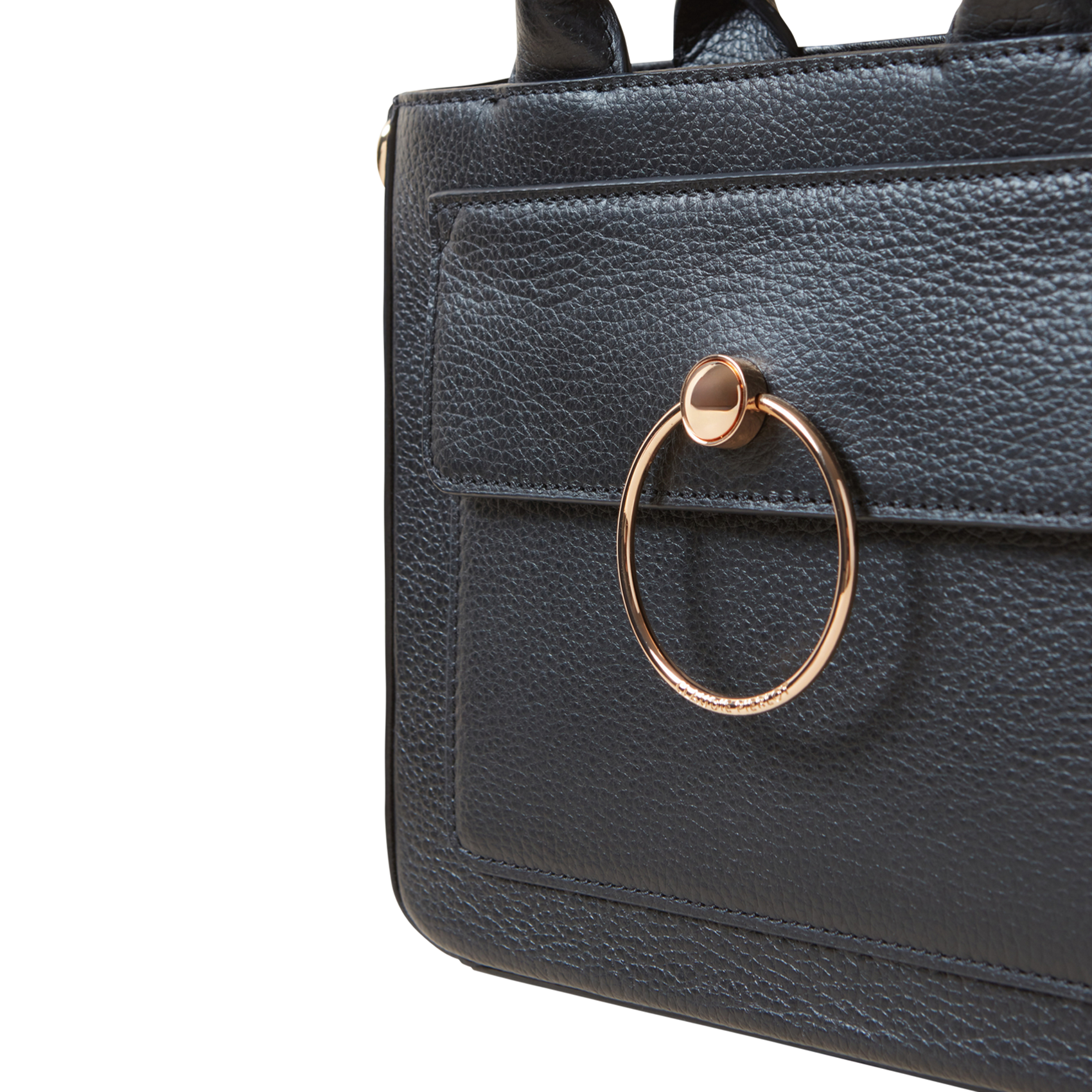 Sac bandoulière en cuir grainé | Noir