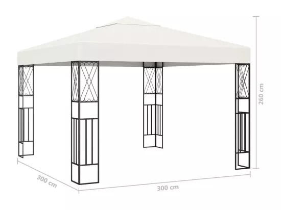 Tonnelle avec guirlande lumineuse à LED 3x3 m Crème Tissu