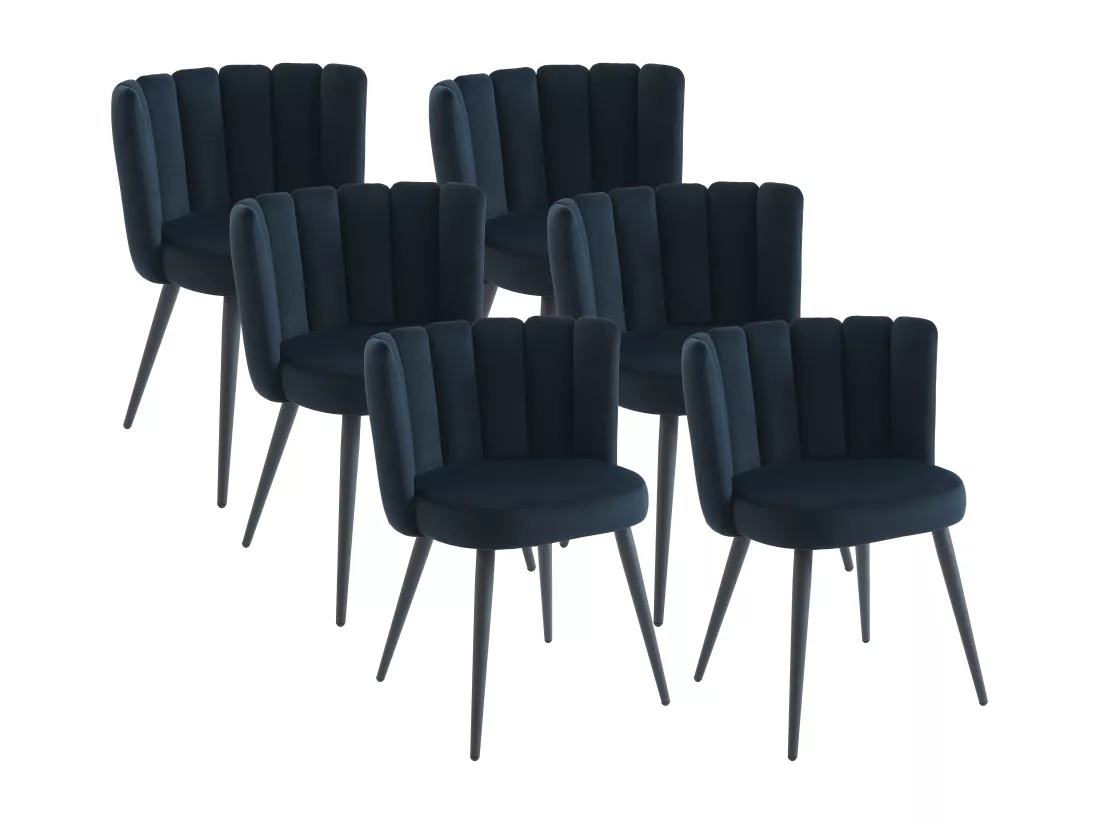 Lot de 6 chaises en velours et métal - Noir - PRANILA de Pascal MORABITO